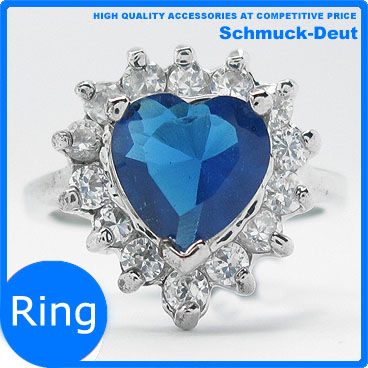 XMAS GIFT JEWELRY SALE HEART CUT BLUE SAPPHIRE WHITE GOLD GP GEMSTONE 