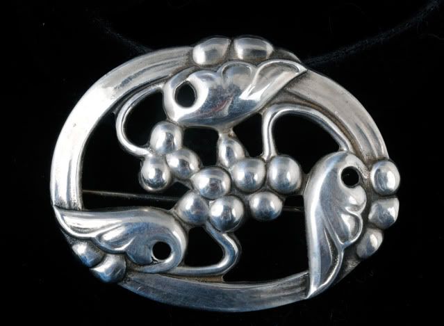   PIN BROOCH Art NOUVEAU Flower Berries Jensen esque design  