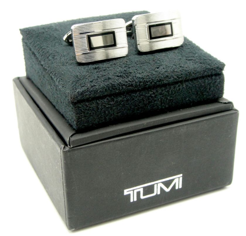 TUMI Mens Engine Turned Buckle Cuff Link $195   Black  