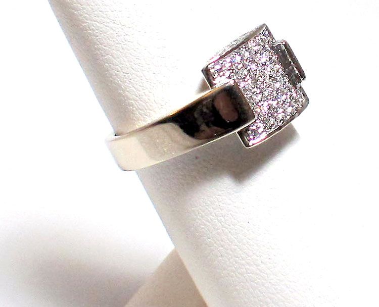 Napoli Collection Casa Gi Ideal Micro Pave Diamond 18K White Gold Ring 