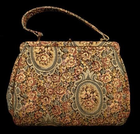 Vintage Pretty Gold Metallic Brocade Handbag 1950’S  