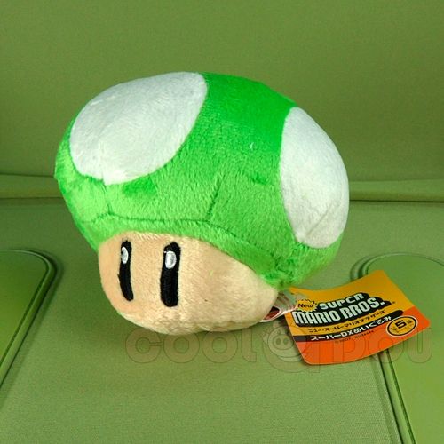 Mario 1UP Green Mushroom Plush Doll Figure Suction Cup  