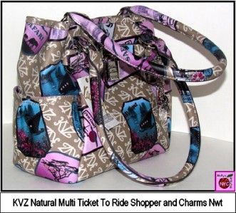 Kathy Van Zeeland Natural Multi Ticket To Ride Shopper & Charms Nwt 