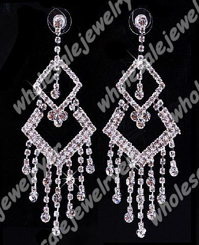 2pair glaring Rhinestone 90*38mm dangle prom Earring  