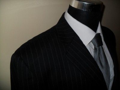 SUIT BY NEXT SUPER 110S PINSTRIPE BLACKS GOOD CON 46R 38WX31L GEN 