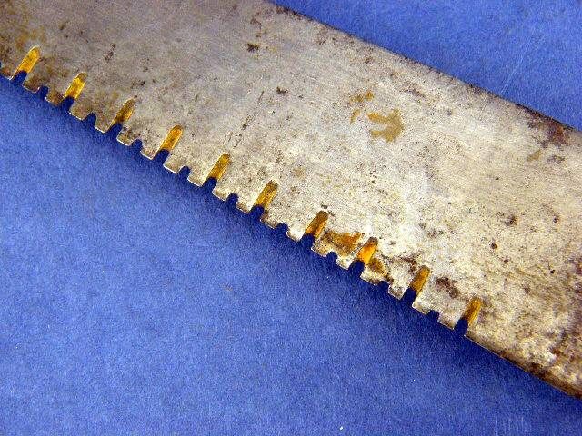 Unusual Antique Steel Serrated Chef Bread Knife Wood Handle  