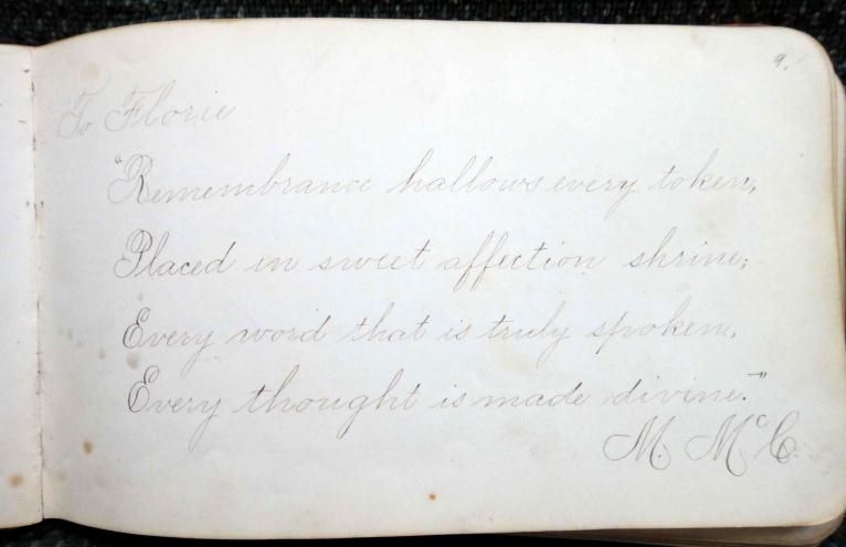 1877 antique FLORENCE HUDSON AUTOGRAPH BOOK phila pa w/FRAKTUR 