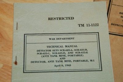 Vintage 1943 US Army War WWII Mine Sweeper Detector Instruction Manual 