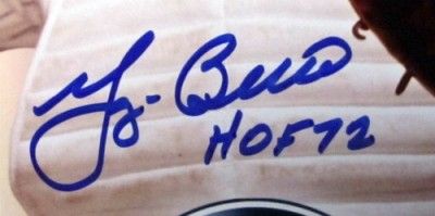 Rare Yogi Berra Signed New York Yankees Panoramic HOF 72 Inscription 