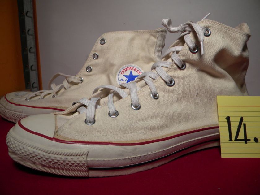 1970S CONVERSE SQUARE LABEL SZ 14 HI TOPS OFF WHITE  