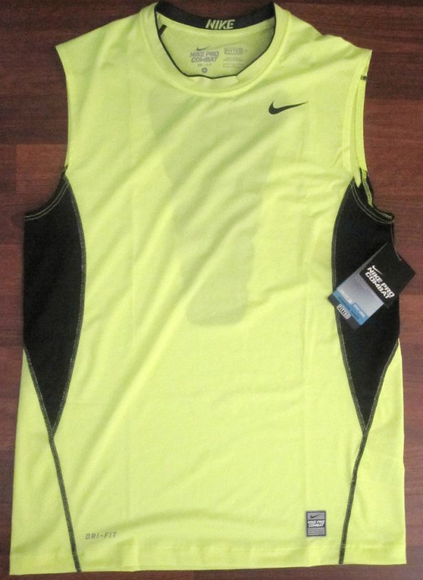 Nike Dri FIT PRO COMBAT Mens Shirt Size Small VOLT Color Oregon Ducks 