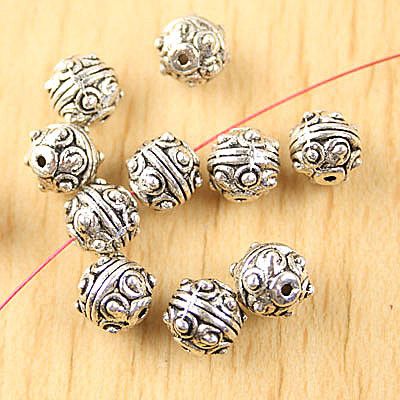 description40Pcs Tibetan silver studded round spacer beads h1700