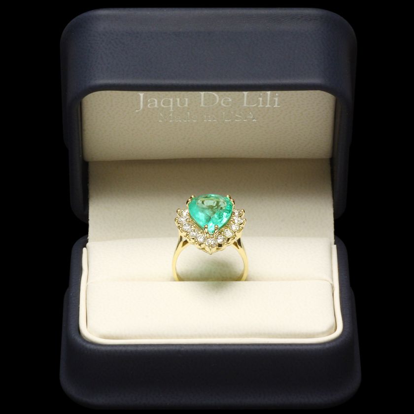 22300 CERTIFIED 18K YELLOW GOLD 6.00CT EMERALD 1.50CT DIAMOND RING 