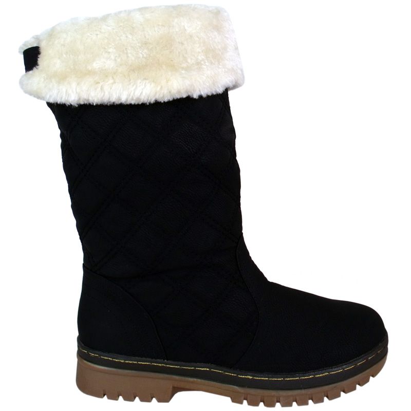 S2A WOMENS LADIES BLACK FUR LINED QUILTED RAIN MOON SKI WINTER WARM 