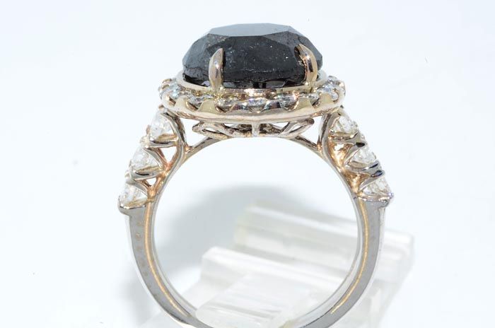 16000 8.65CT ROUND CUT BLACK DIAMOND ENGAGEMENT RING VS SIZE 6  