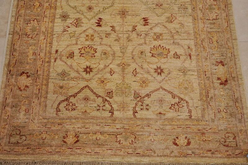 NEW 4x16 RUNNER CHOBI VEGETABLE DYE WOOL BEIGE OVERSIZE  