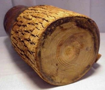   CHIEF BRAVE TREE BARK SOUVENIR 9” MUG TANKARD VINTAGE WOOD FOLK ART