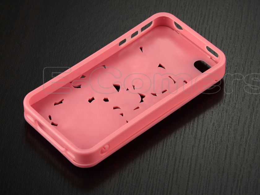 Pink 3D Sculpture Design Rose Flower Case Cover for iPhone 4 4S 