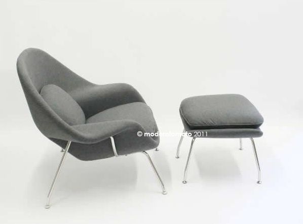 mid century danish modern retro womb chair + stool by moderntomato 