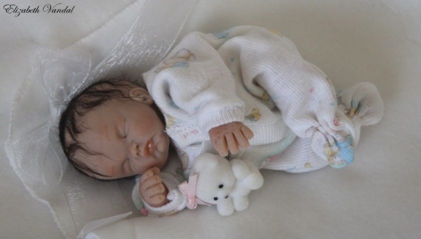   polymer clay baby girl 5 in art doll by Elizabeth Vandal 3day  