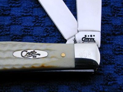   XX 2001 BURNT NATURAL BONE LARGE TRAPPER KNIFE SERIAL #008 RARE  