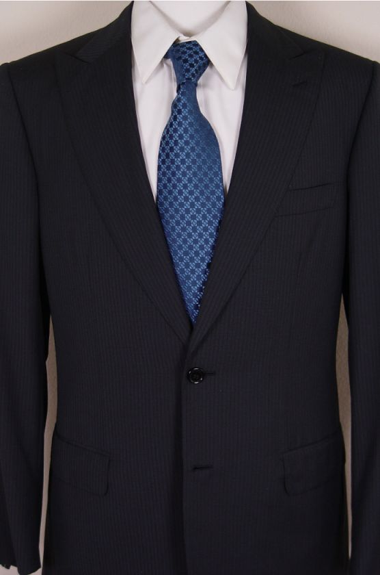   BLACK 2 BTN SUPER 150s WOOL PLATONE HANDMADE SUIT 40R 50e NEW  