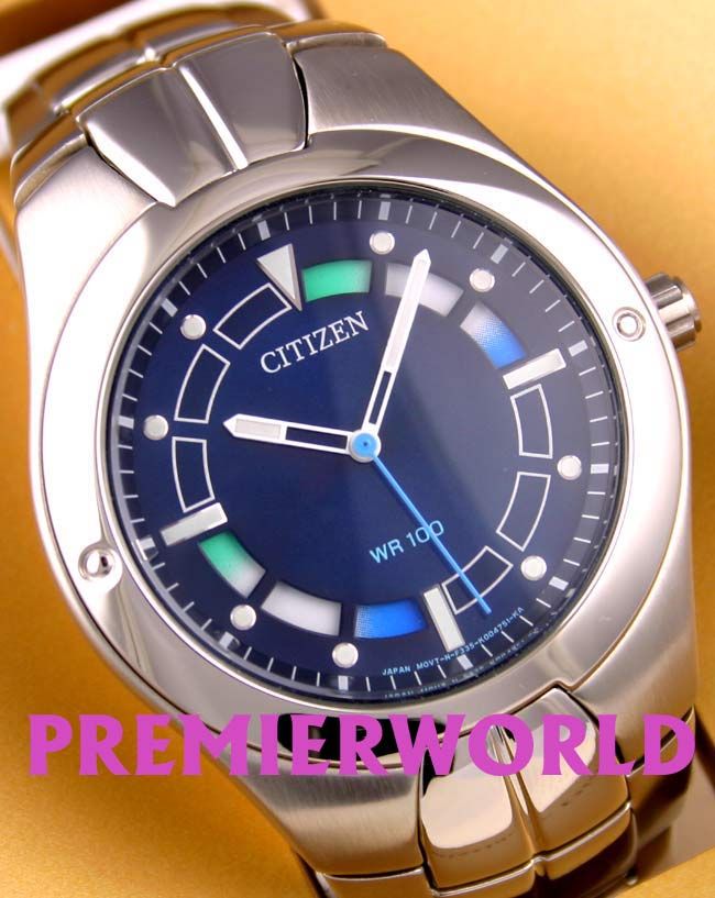 CITIZEN MEN ROTATING SECOND WATCH BLUE 100M AO2000 55L  