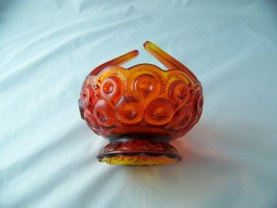   GLASS COMPANY MOON AND STAR AMBERINA SPLIT HANDLE BASKET # 6125  