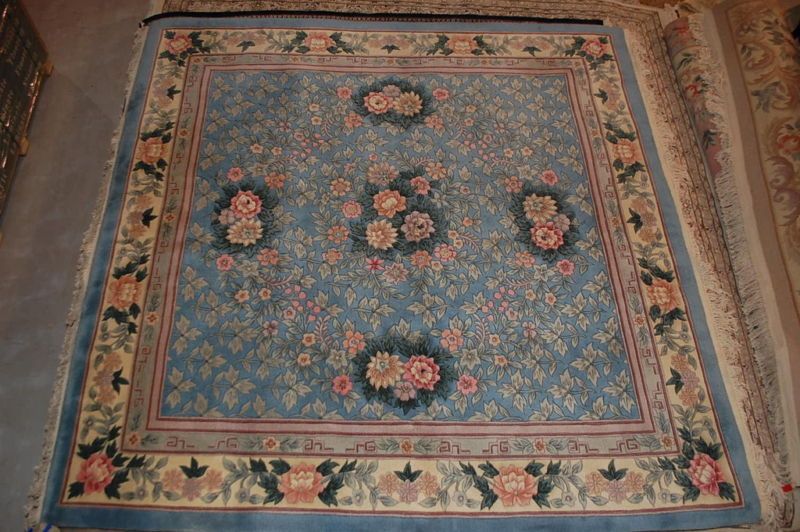 8x8 WOOL RUG CHINESE AUBUSSON ORIENTAL HANDMADE SQUARE  