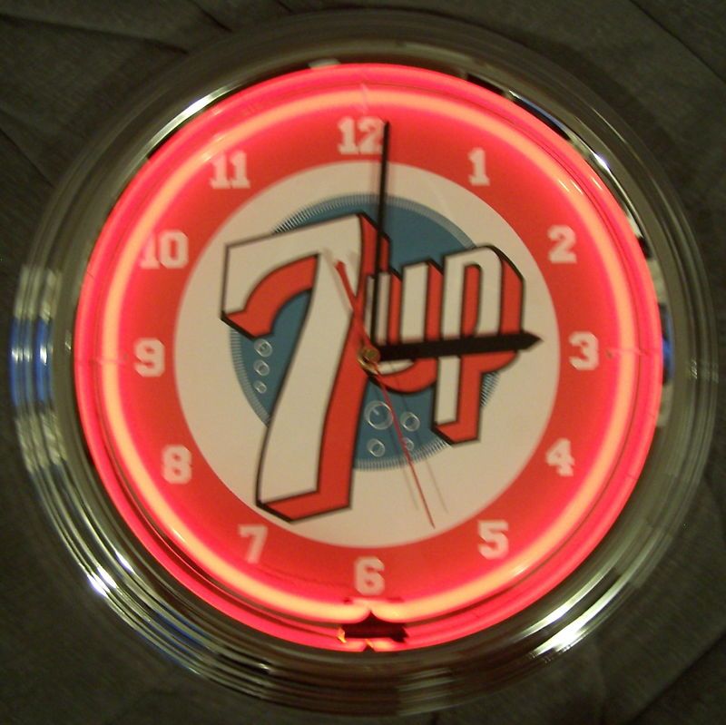 7UP 7 UP soda fountain neon clock sign nostolgic  