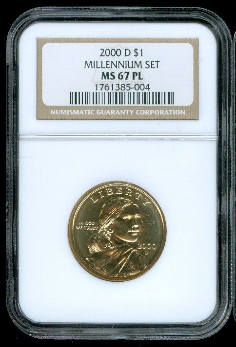   MILLENNIUM SACAGAWEA DOLLAR NGC MS67 PL ONLY 75,000 MINTED.  