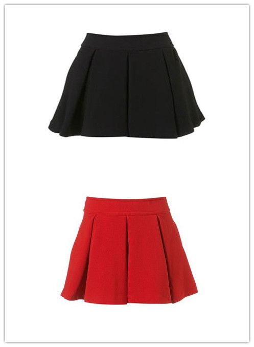 CHIC PLEATED ZIP SKIRT FAUX WOOL 1551  