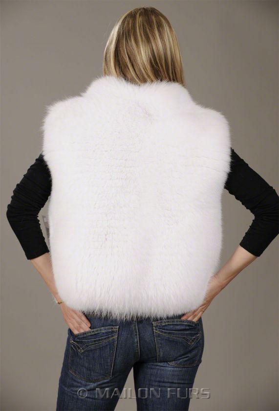 Pure white   shadow   feathered Fox vest   SAGA FURS   ALL SIZES XS M 