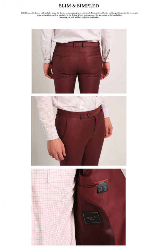   mens Casual slim fit 2 Button WINE suits (cropped pants) 34~40R no.670