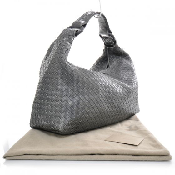 BOTTEGA VENETA Nappa Intrecciato SLOANE Hobo Bag Gray  