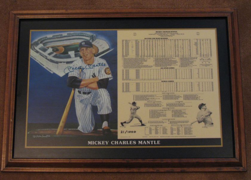 MICKEY MANTLE ROBERT STEVENS SIMON SIGNED AUTOGRAPHED PSA DNA 18x25 