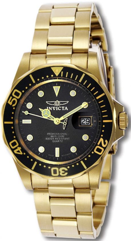 Invicta 9311A Pro Diver 18K Gold Plated SS Bracelet Mens Watch  