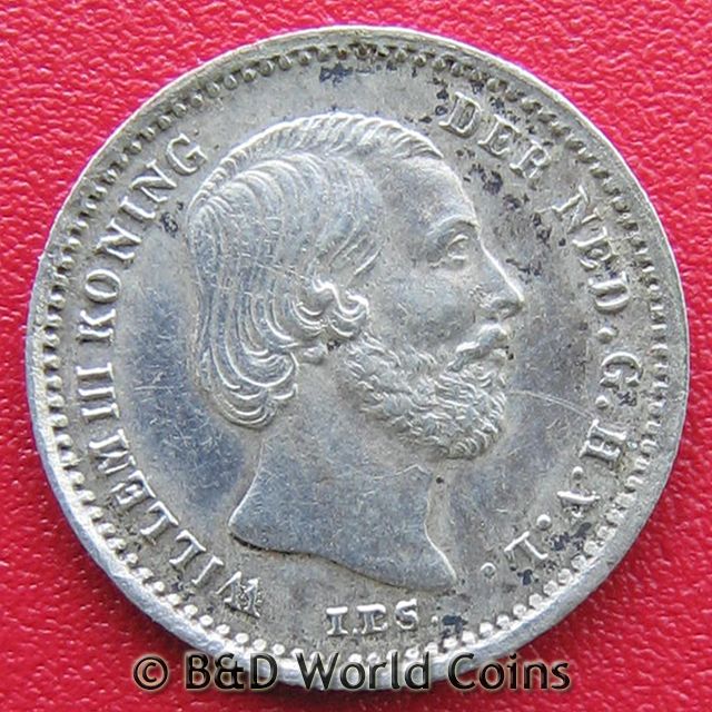 NETHERLANDS 1863 5 CENTS SILVER SCARCE 13mm KM# 91  