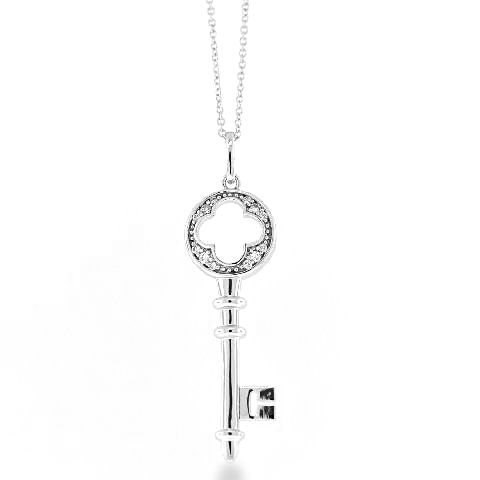 Sterling Silver Key Pendant With Adjustable Chain  