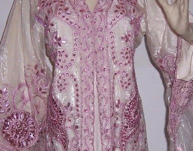 Hand Beaded Khaleeji Organza Fancy Dress Abaya Arabic Kaftan Caftan 