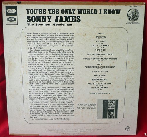 SONNY JAMES youre the only world I know LP VINYL NM  