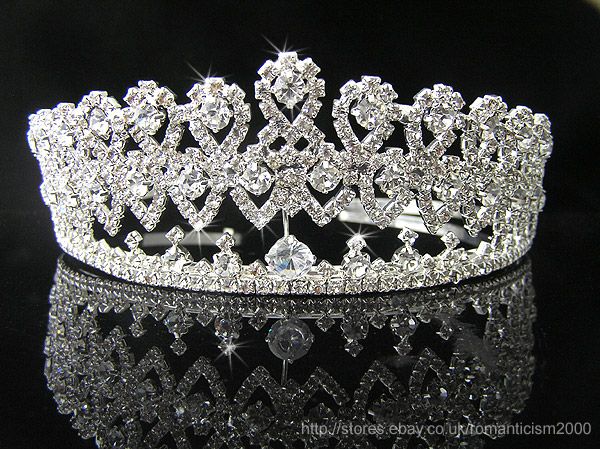 Wedding/Bridal crystal veil tiara crown headband CR069  