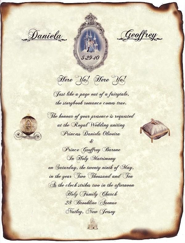 FairyTale Castle Cinderella Wedding Scroll Invitations & Response 