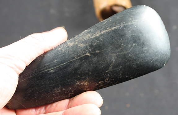 Antique PNG Adze Papua Argillite Black stone hafted  