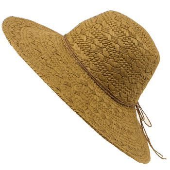 UPF 50+ Sun Beach Hat Light Woven Floppy Ribbon Brown  