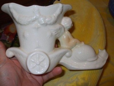   Staffordshire Cherub Snail Carriage Planter Spill Vase VVG Con  