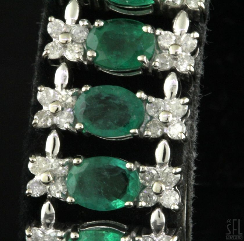 AIG CERTIFIED HEAVY 14K WHITE GOLD FANCY 28.43CTW DIAMOND/EMERALD LINK 