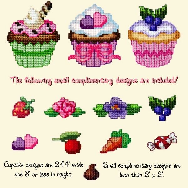 Cupcakes Cross Stitch Machine Embroidery Designs  