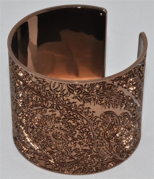 Burberry Copper Etched Paisley Bracelet Cuff  