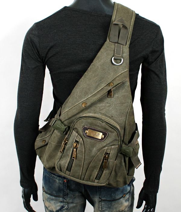 MENS VINTAGE LOOK MILITARY UNBALANCED BACKPACK BAG EB003  